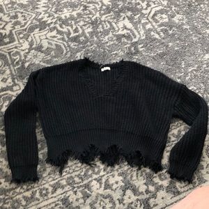 Women’s raw edge cotton sweater